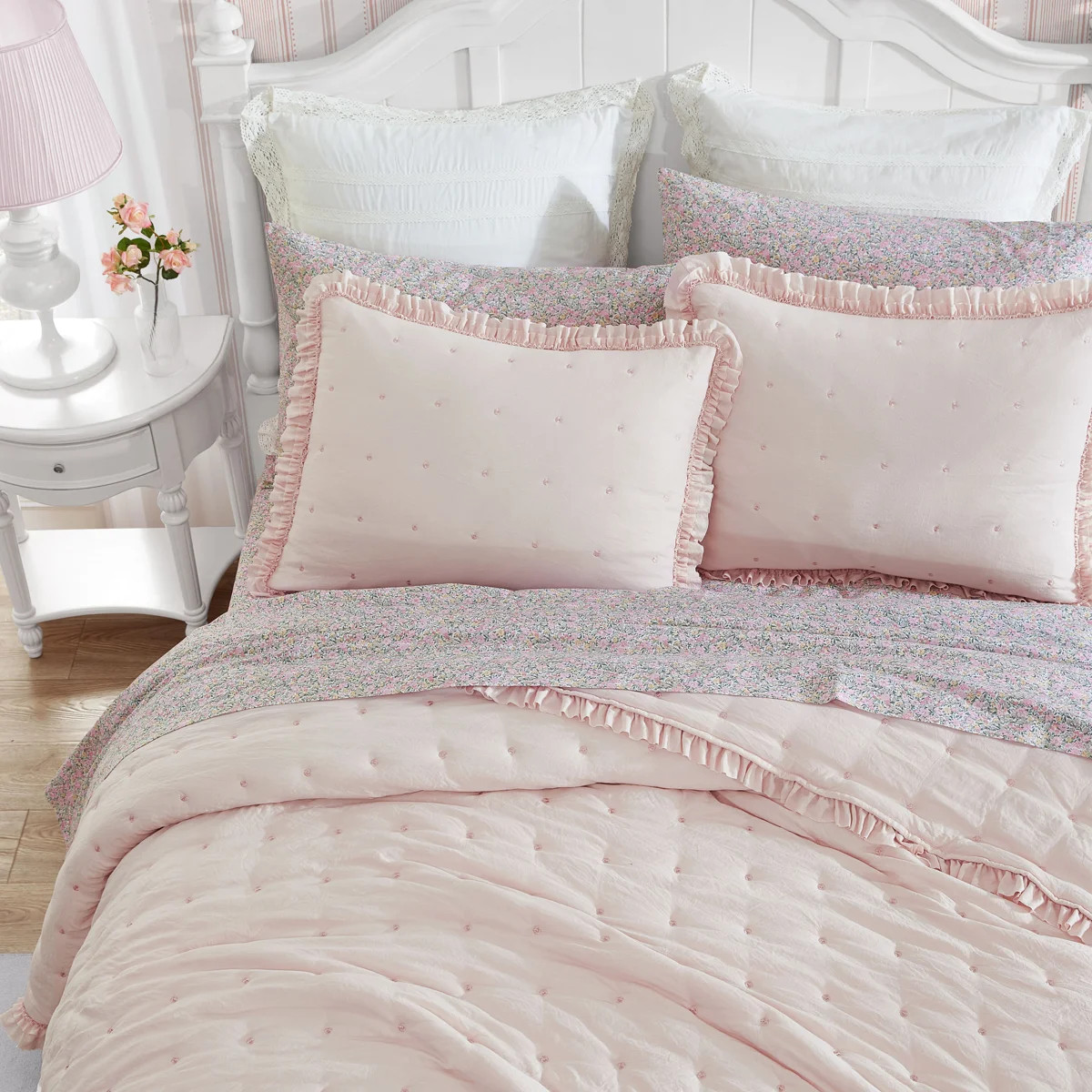MF Eyelet Ruffled Embroidered Quilt Set | Wayfair North America