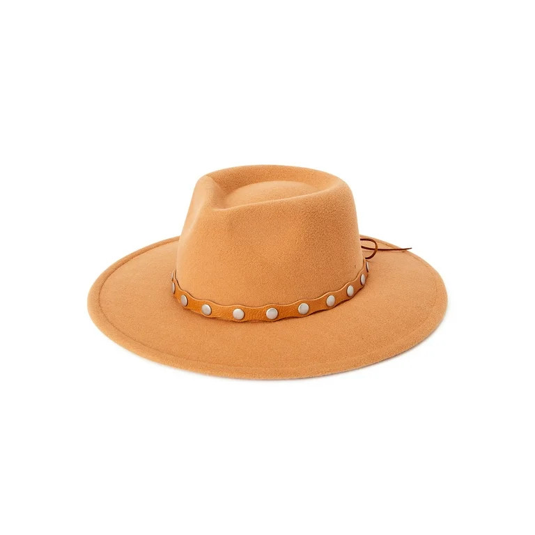 No Boundaries Adult Women's Mocha Studded Band Fedora - Walmart.com | Walmart (US)