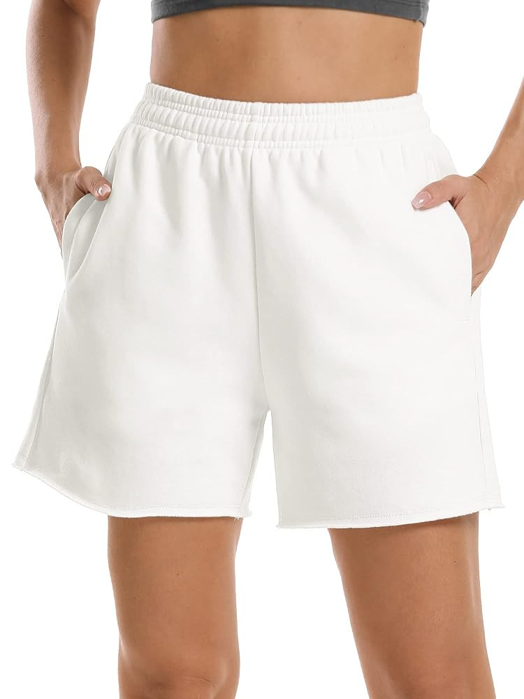 Stelle Women's Sweat Shorts Casual Drawstring Shorts Comfy Cotton High Waisted Workout Lounge Sho... | Amazon (US)