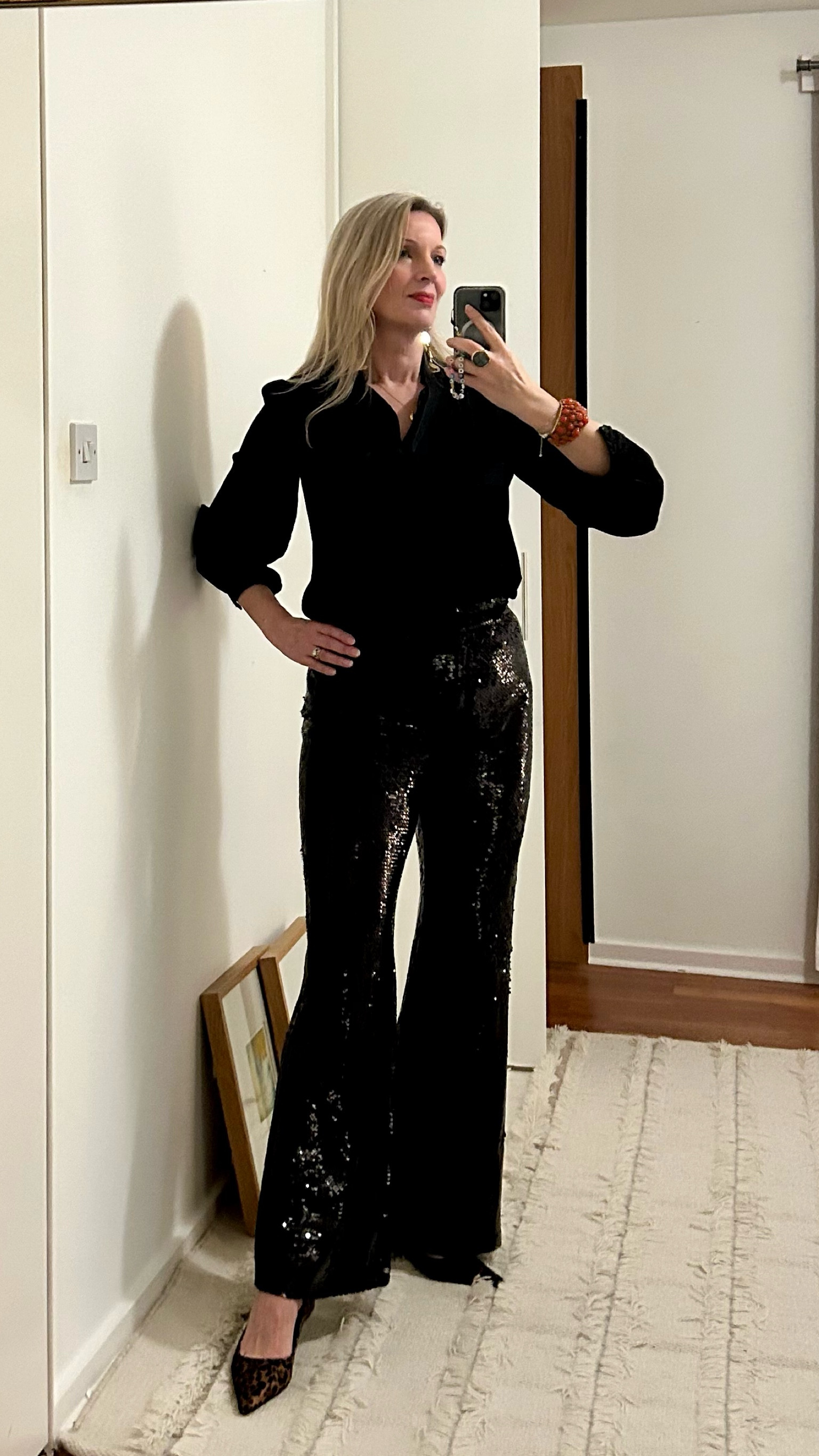 Sequins all year round | Sequin Trousers | Tie Neck Blouse | Classic | Timeless 

#LTKWinterSale #LTKwinter #LTKpartywear