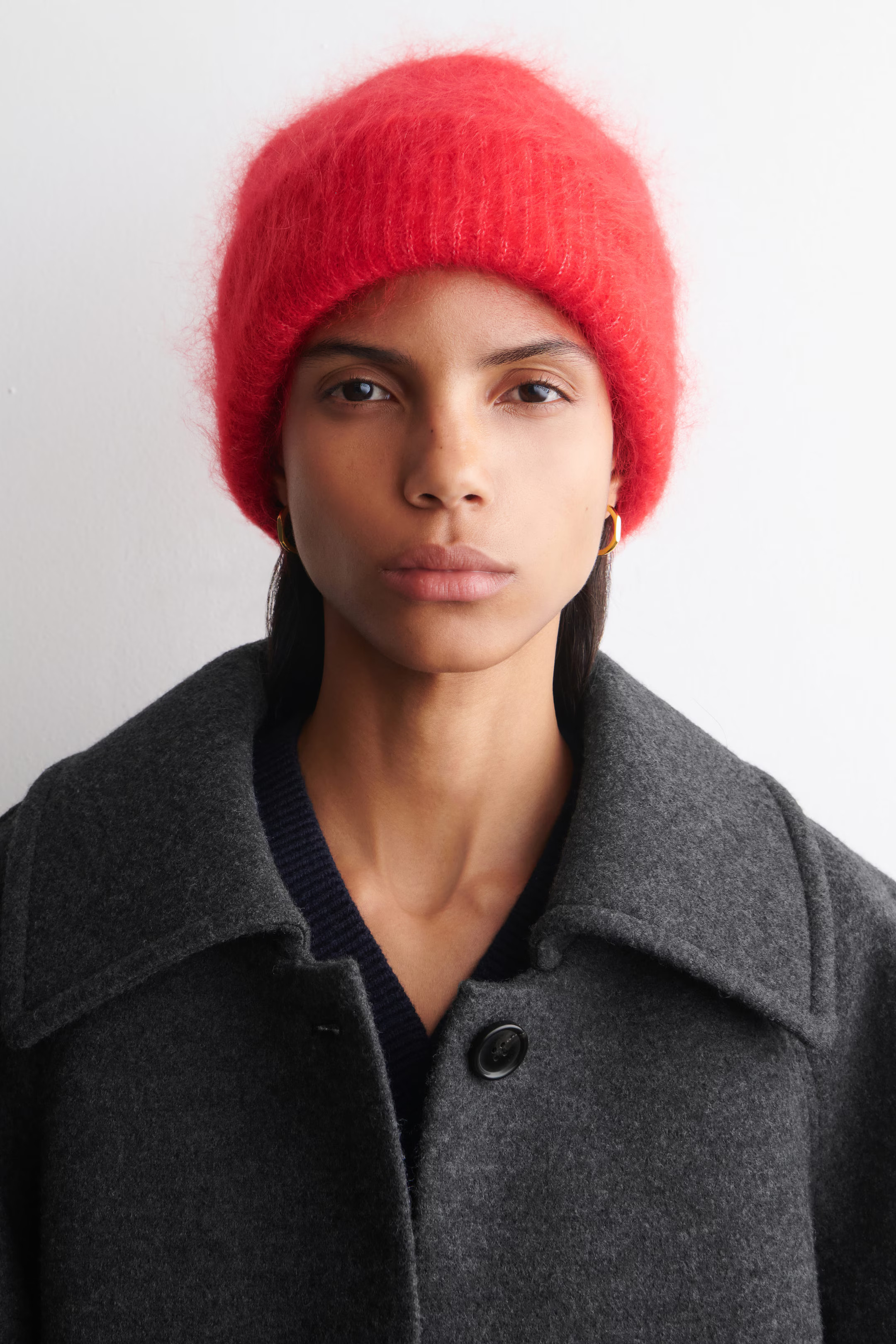RIBBED MOHAIR BEANIE - RED | COS US | COS (US)