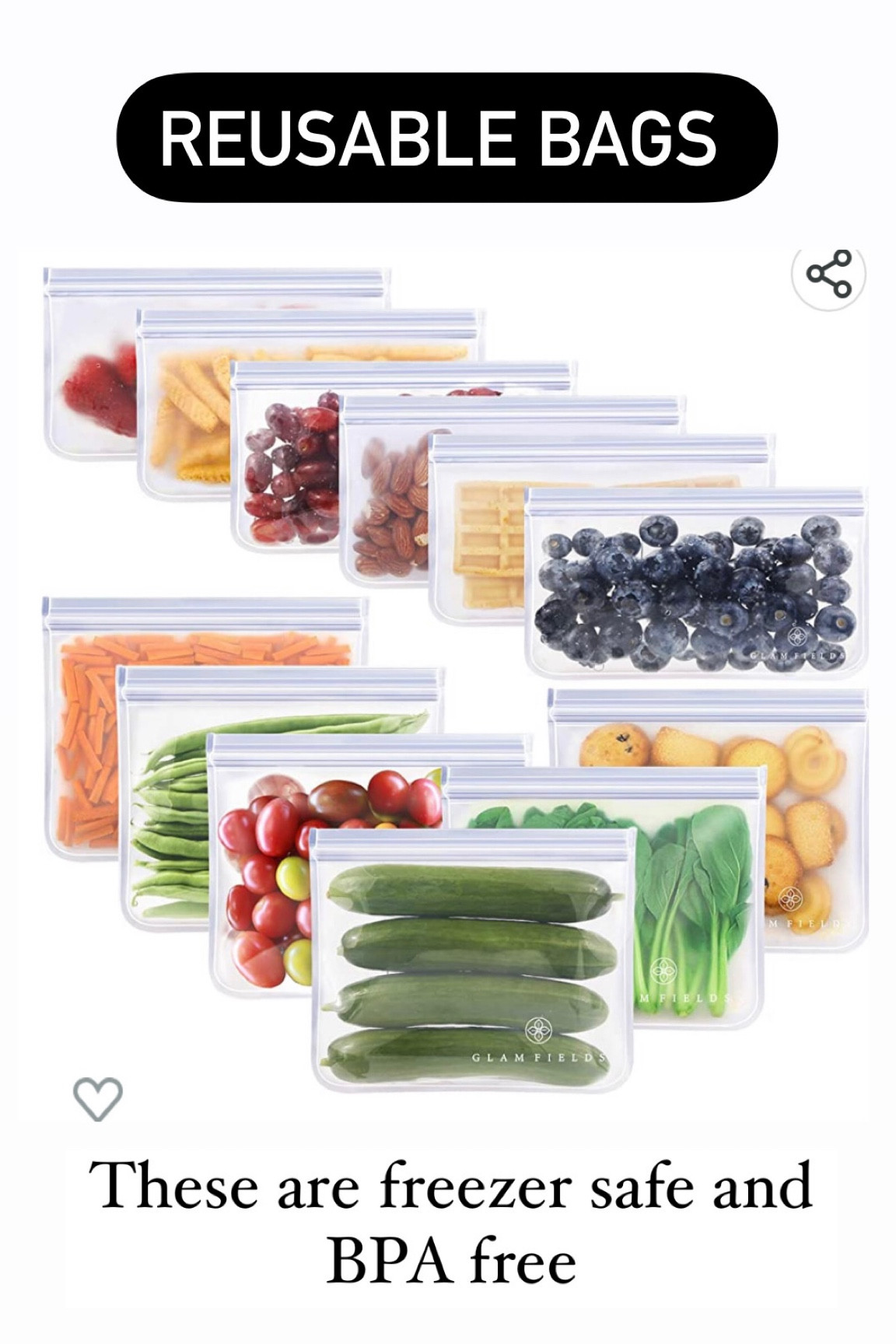 Reusable food storage bags I use for meal prepping. Thee are freezer safe and BPA free 

#LTKhome #LTKFind #LTKunder50