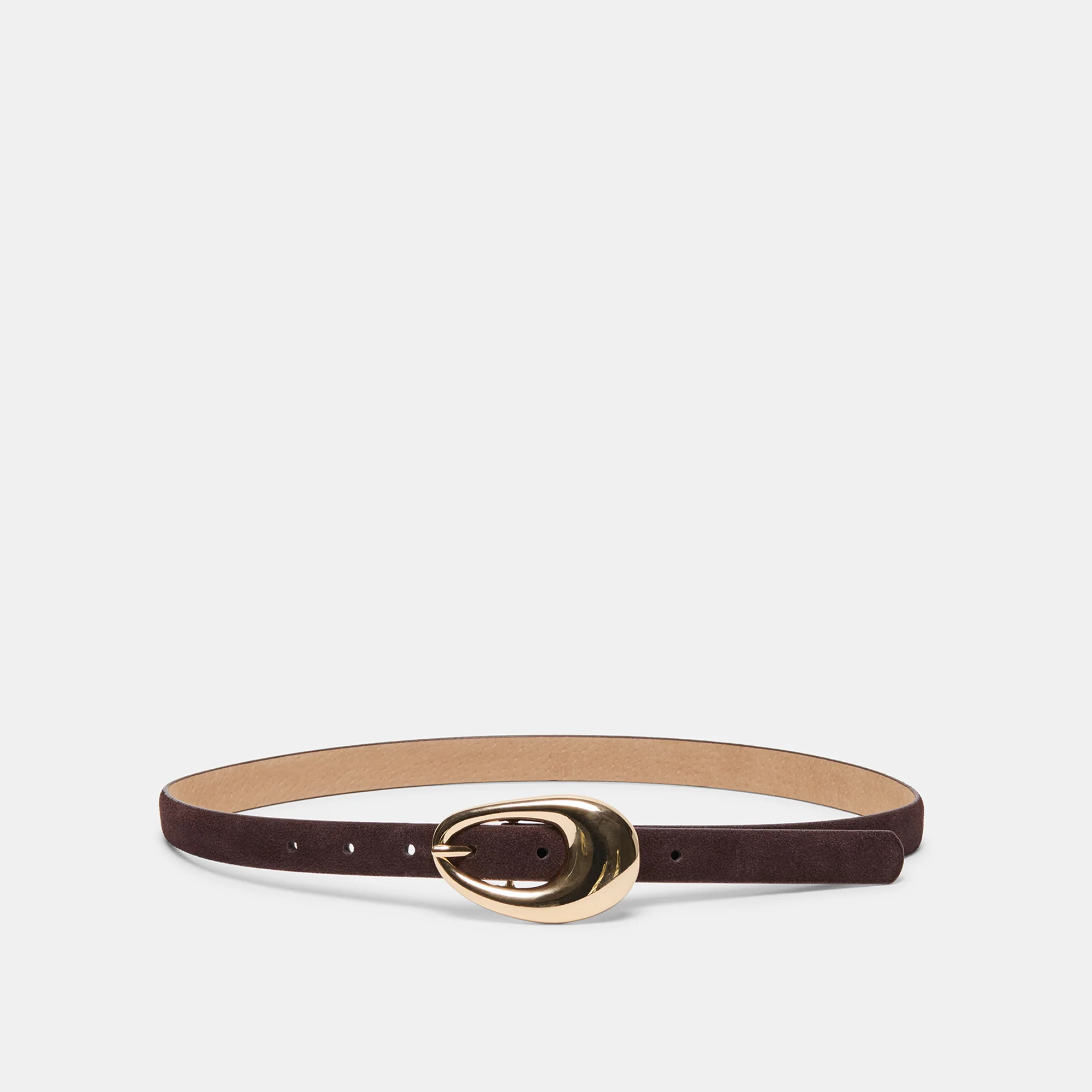 Organic Oval Mahogany Gold Buckle Belt | Dolce Vita | DolceVita.com