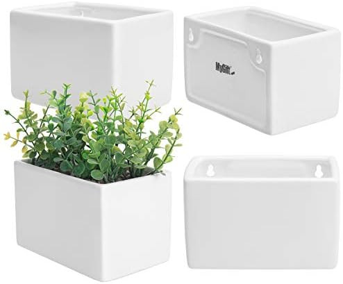 MyGift Modern White Ceramic Hanging Planters - Wall Mounted Succulent & Herb Planter Box, Set of ... | Amazon (US)