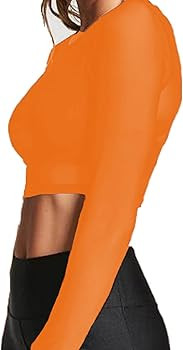 BelleLovin Women's Sheer Mesh Long Sleeve Crop Top Sexy Tee Blouse | Amazon (US)