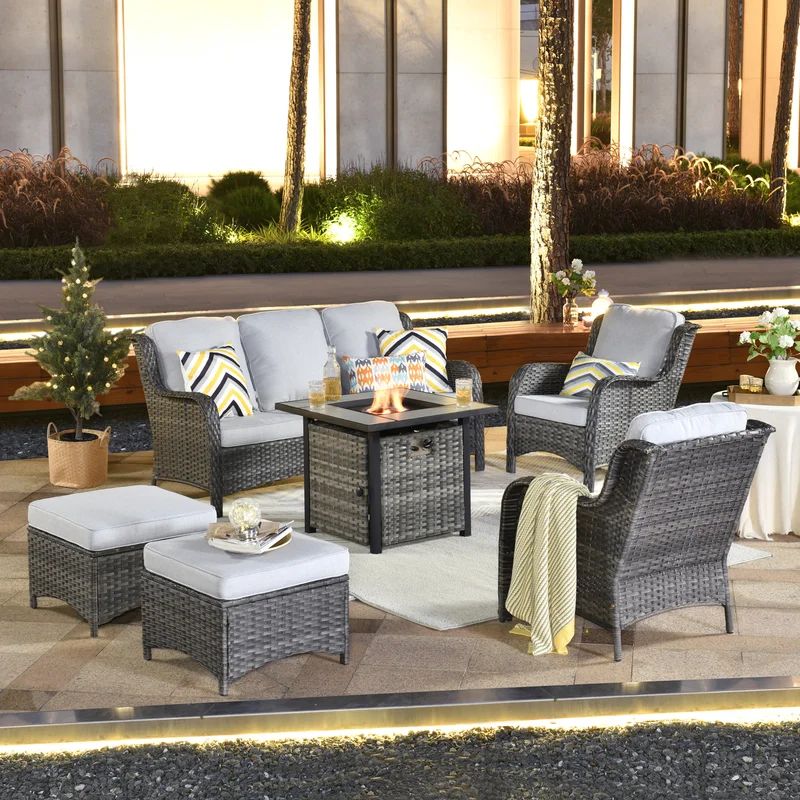 Wicker/Rattan 5 - Person Seating Group with Cushions | Wayfair North America