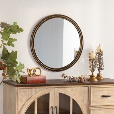 Round Wall Mirror with Vintage Gold Beaded Frame for Living Room or Bedroom | Target