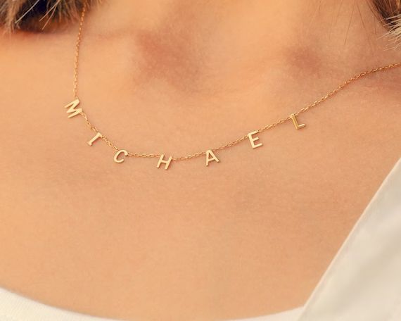 Name Necklace - Gold - Silver and Rose - Personalized Name Letters - Bridesmaid Gifts - Birthday ... | Etsy (US)
