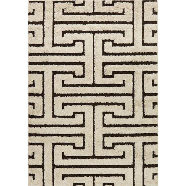Menoken Geometric Beige/Black Area Rug | Wayfair Professional