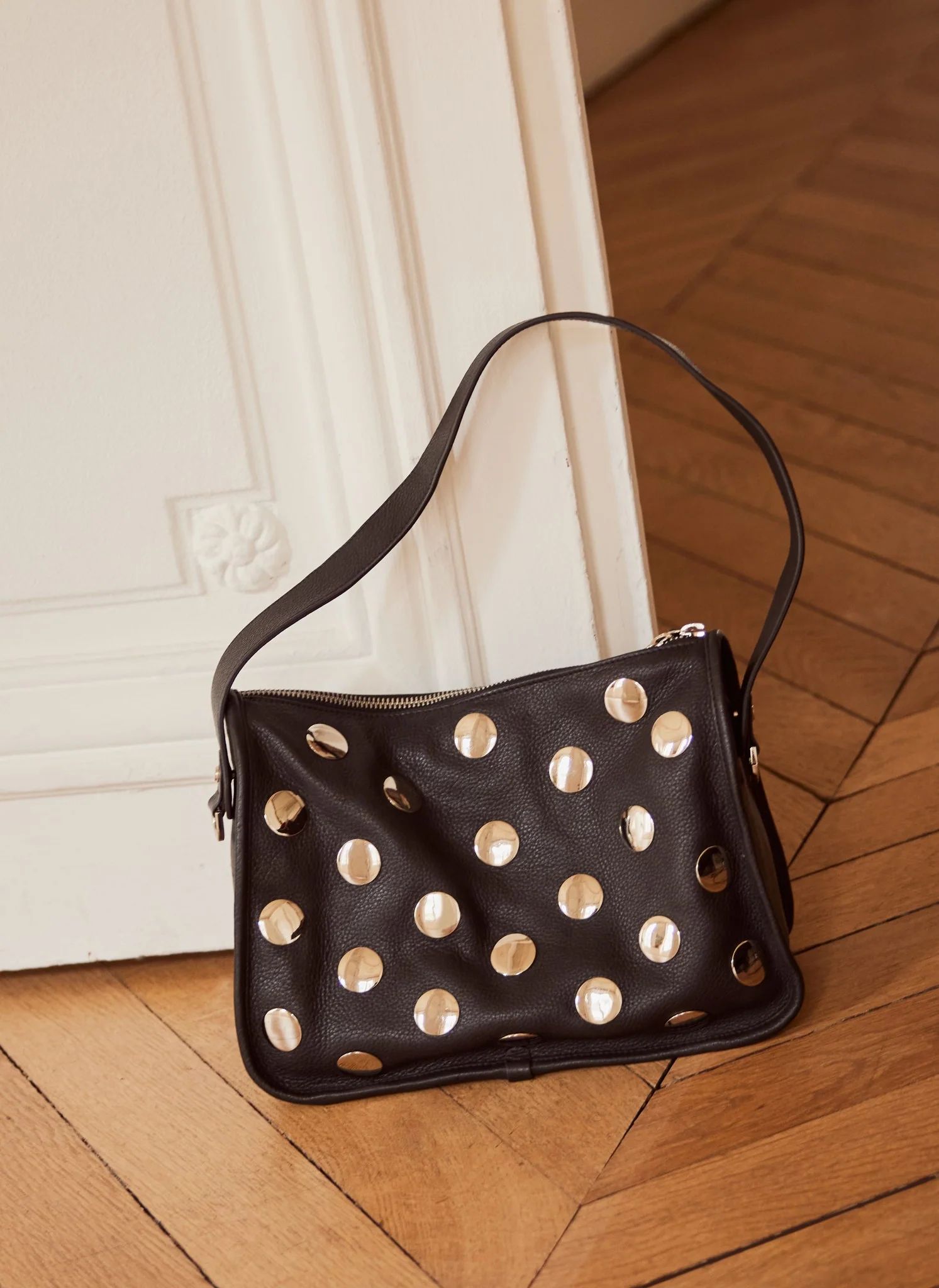 Black Leather Studded Bag | Mint Velvet