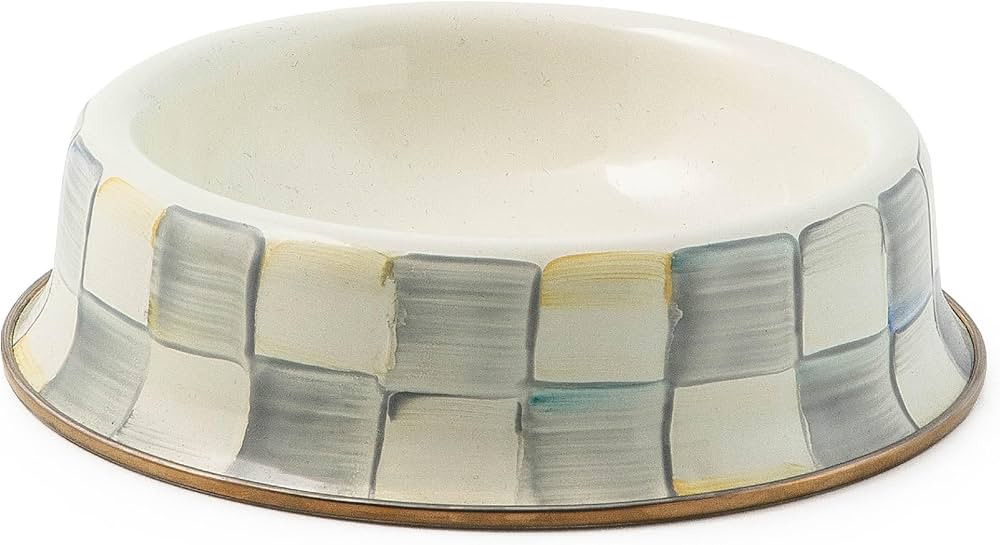 MACKENZIE-CHILDS Pet Bowl, Cute Cat and Dog Bowl for Food and Water, Gray-and-White Sterling Chec... | Amazon (US)