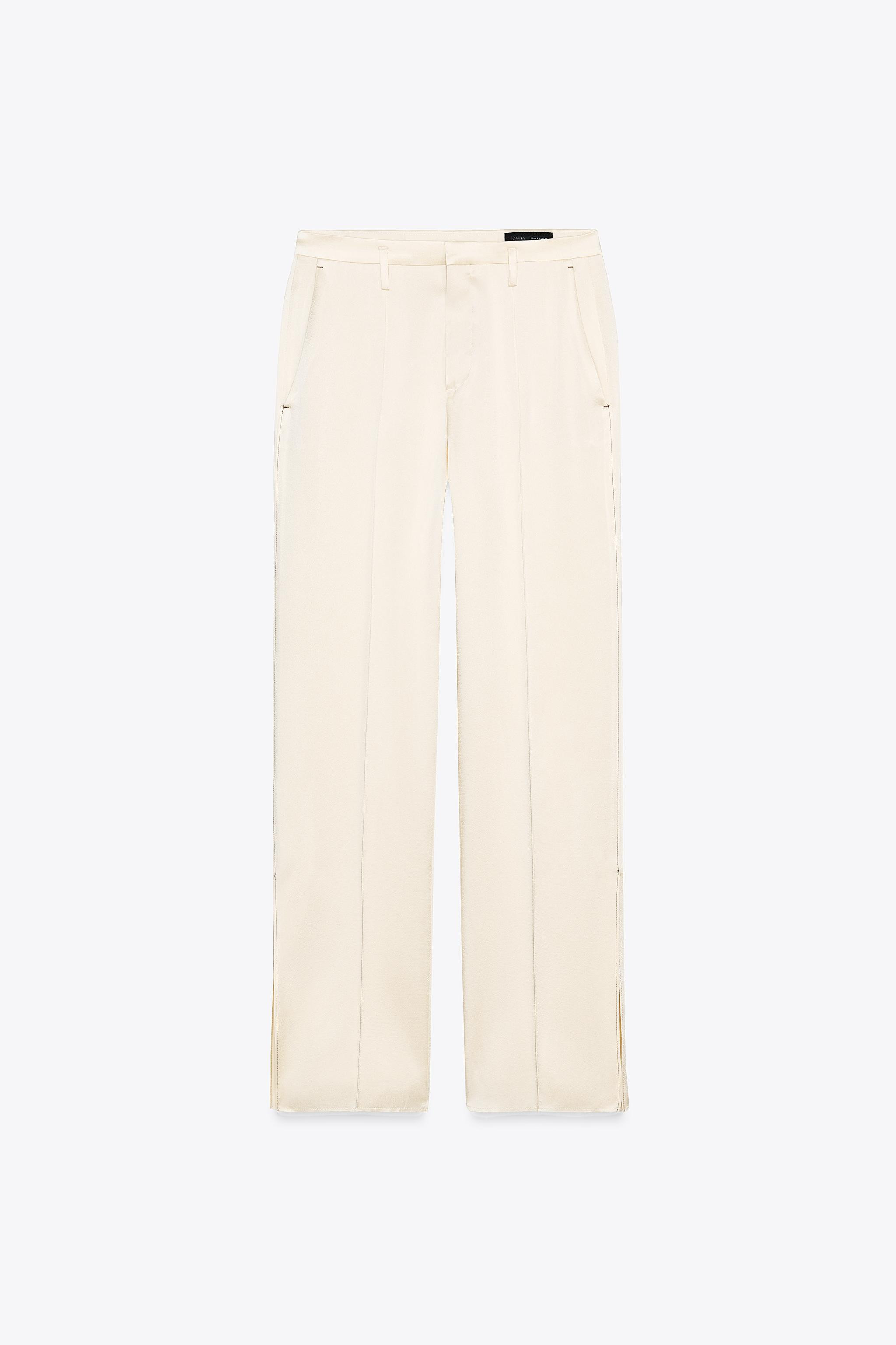 ZW COLLECTION SATIN PANTS WITH VENTS | Zara US