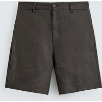 Zara - Regular Fit 100% Linen Shorts - Brown - Xl - Man | Zara US