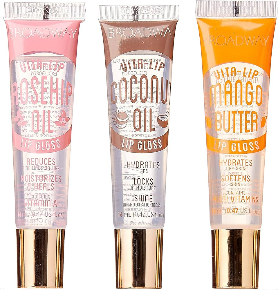 Ruby Kisses Broadway Vita-Lip Clear Lip Gloss (3 Pack Mango Butter, Rosehip, Coconut Oil), Ultra-... | Amazon (US)