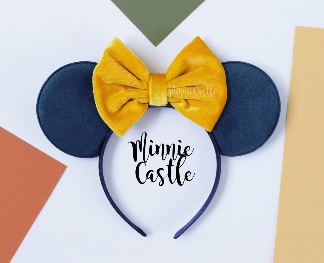 Mickey Ears, Navy Blue Mickey Ears, Yellow Mouse Ears, Minnie Ears, Velvet Mickey Ears, Mouse Ear... | Etsy (US)