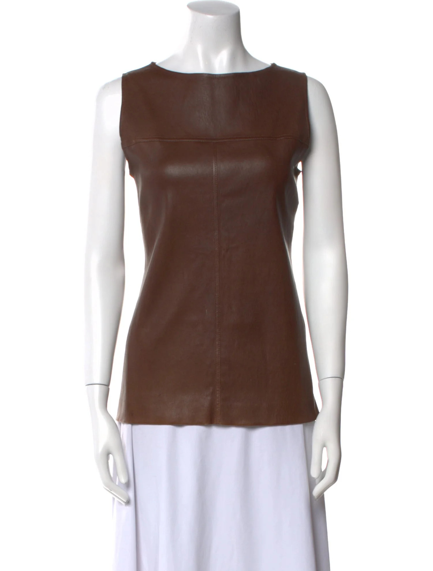 Leather Scoop Neck Top | The RealReal