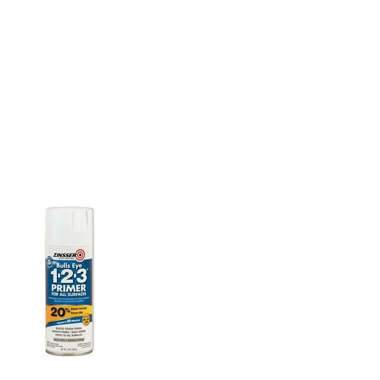 White, Zinsser Bulls Eye 1-2-3 Primer for All Surfaces Spray Flat, 13 oz | Walmart (US)