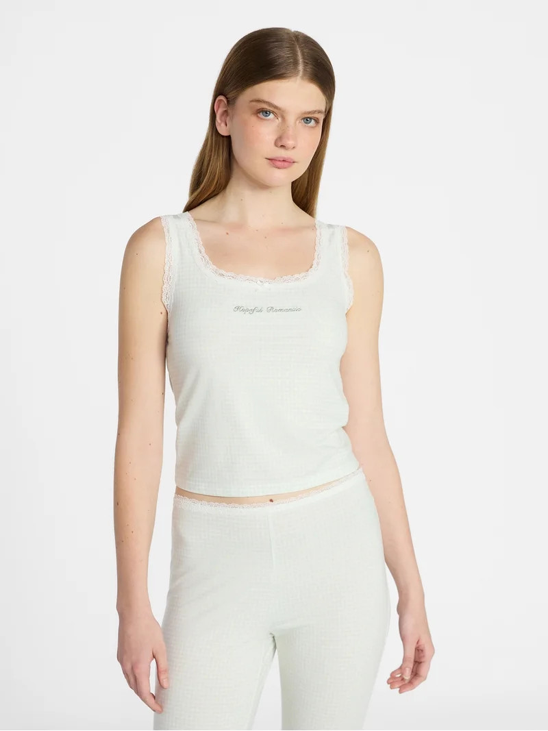 No Boundaries Single Jersey Lace Sleep Tank Top, Women's XXS-3X | Walmart (US)