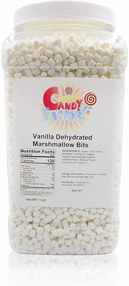Sarah's Candy Factory Vanilla Mini Dehydrated Marshmallows in Jar, 1 Lb | Amazon (US)