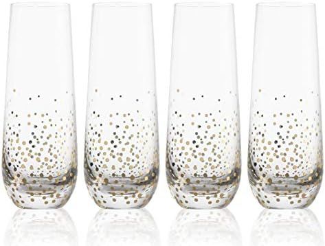 Trinkware Goldosa Stemless Champagne Flute Glasses With Gold Luster – Mimosa Glasses Set of 4 ... | Amazon (US)