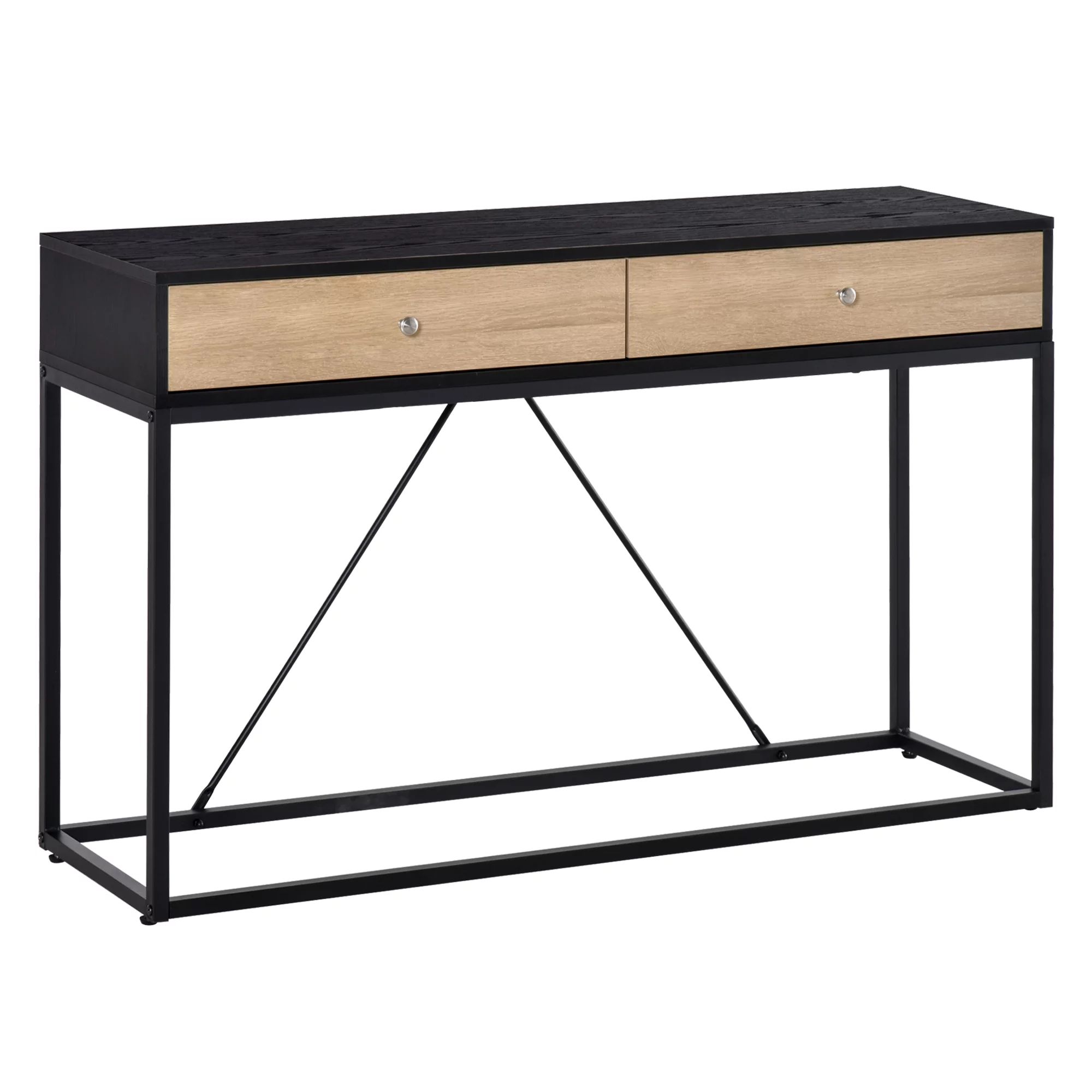 HOMCOM Console Table with 2 Drawers, Black and Natural | Walmart (US)