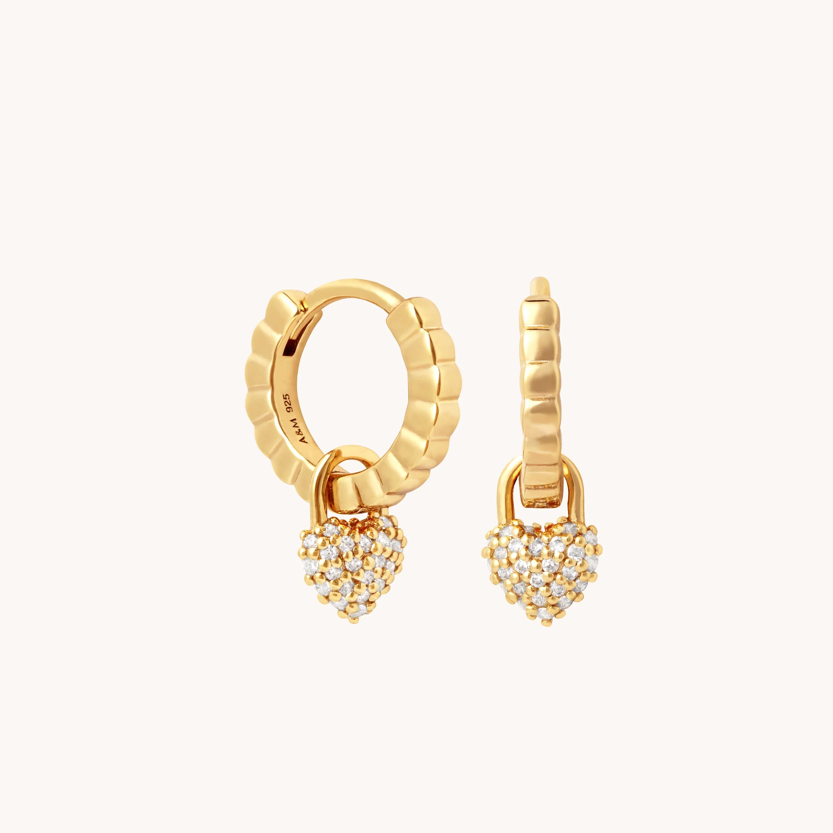 Heart Pavé Gold Huggies | Astrid & Miyu Earrings | Astrid and Miyu