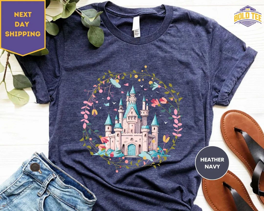 Magic Kingdom Castle Shirt, Princess Castle T-shirt, Castle Floral Spring Shirt, Magical Vacation... | Etsy (US)