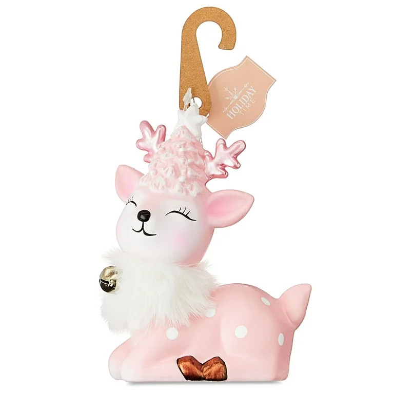 Pink Reindeer Christmas Ornament, Blush Theme, 4.7", by Holiday Time | Walmart (US)