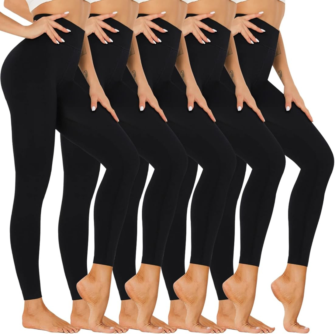 High Waisted Leggings for Women Pack-Black Active High Waisted Soft Tummy Control Workout Running Yo | Amazon (US)