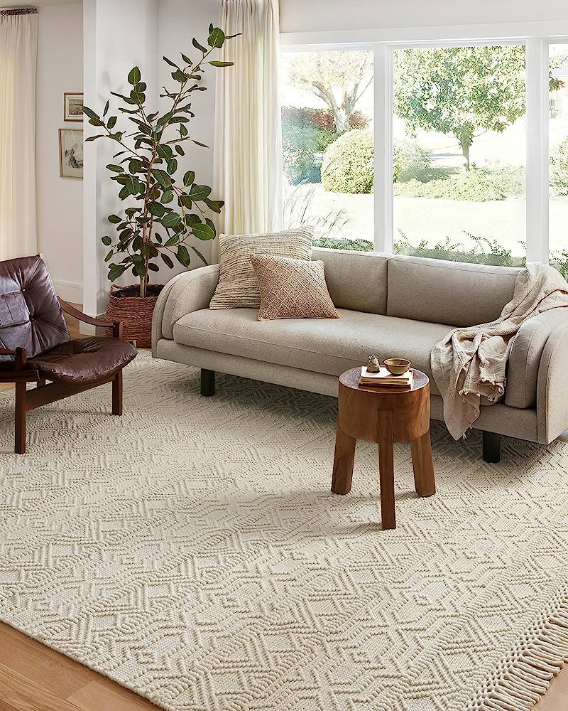 Loloi II Noelle Collection NOE-04 Ivory / Ivory, Geometric Area Rug 8'-0" x 10'-0" | Amazon (US)