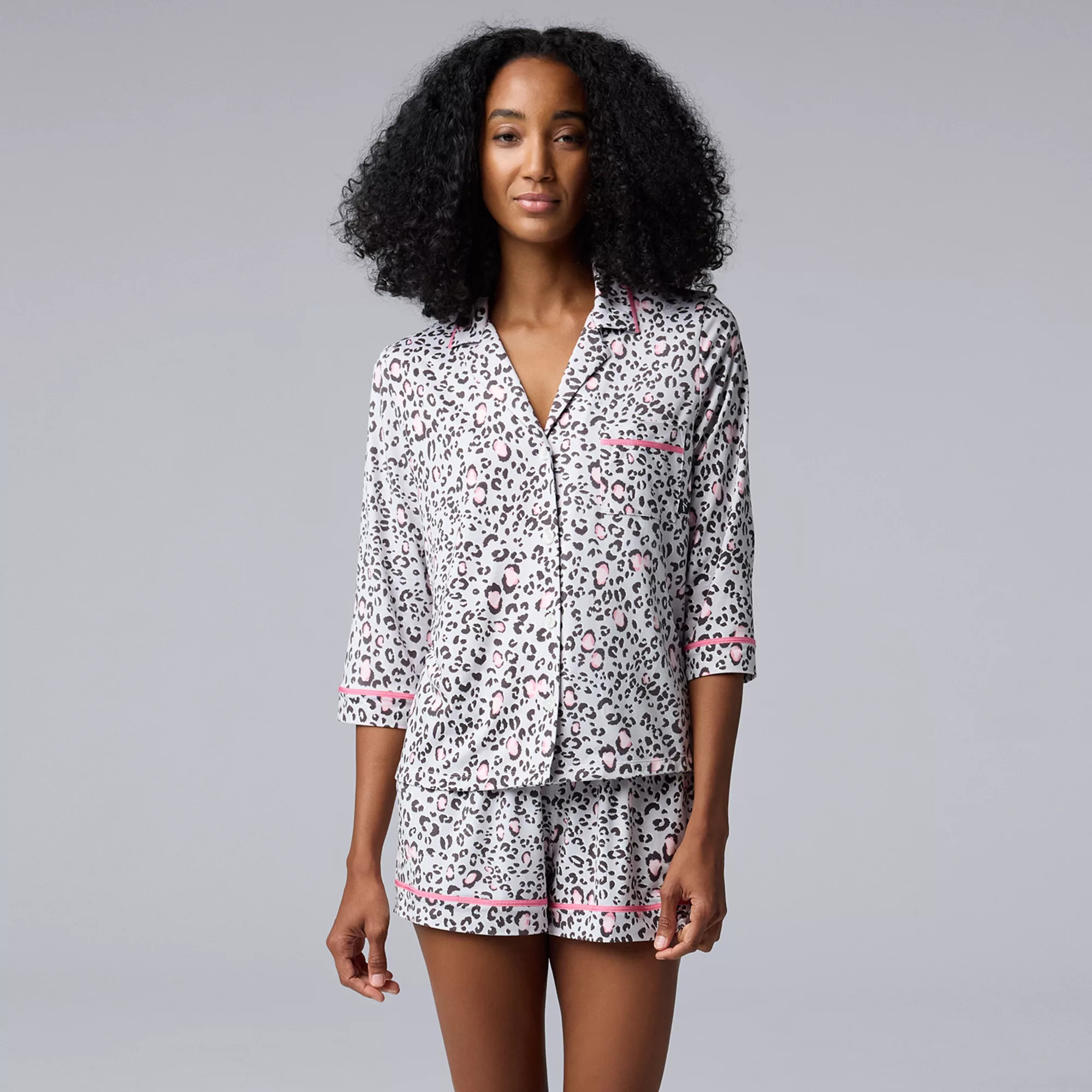 Women's Simply Vera Vera Wang 3/4-Sleeve Pajama Top & Boxer Pajama Shorts Set | Kohl's