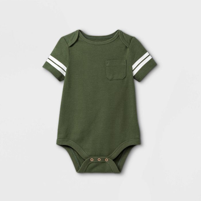 Baby Boys' Pocket Short Sleeve Bodysuit - Cat & Jack™ Deep Olive | Target