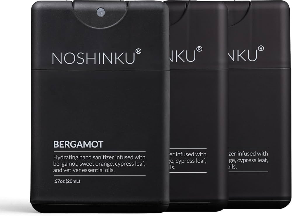 Noshinku - Refillable Hand Sanitizer Bergamot 3-Pack, Travel Size Spray with Hydrating Botanical ... | Amazon (US)