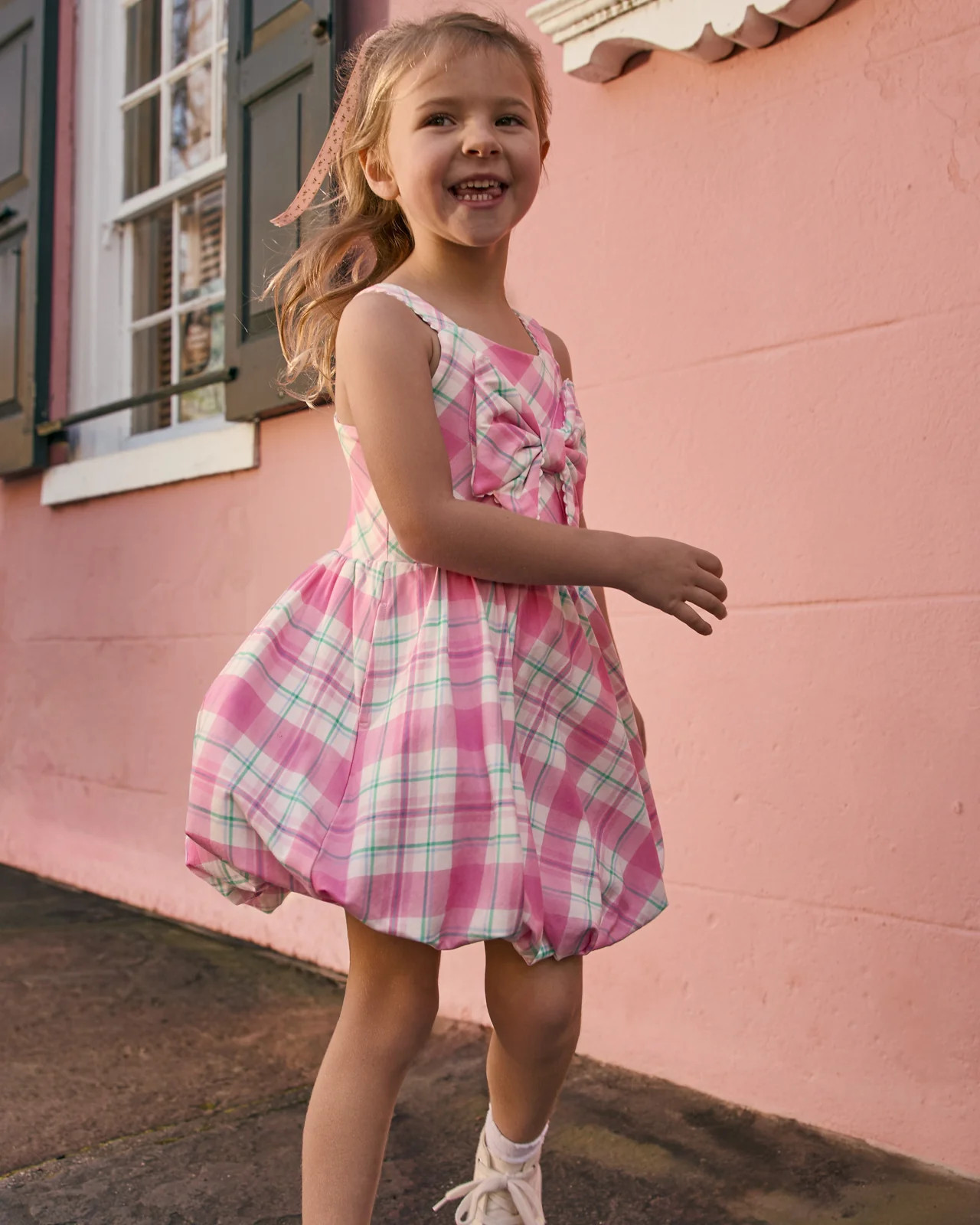 Springtime Plaid Bow Bubble Dress | Little Sleepies