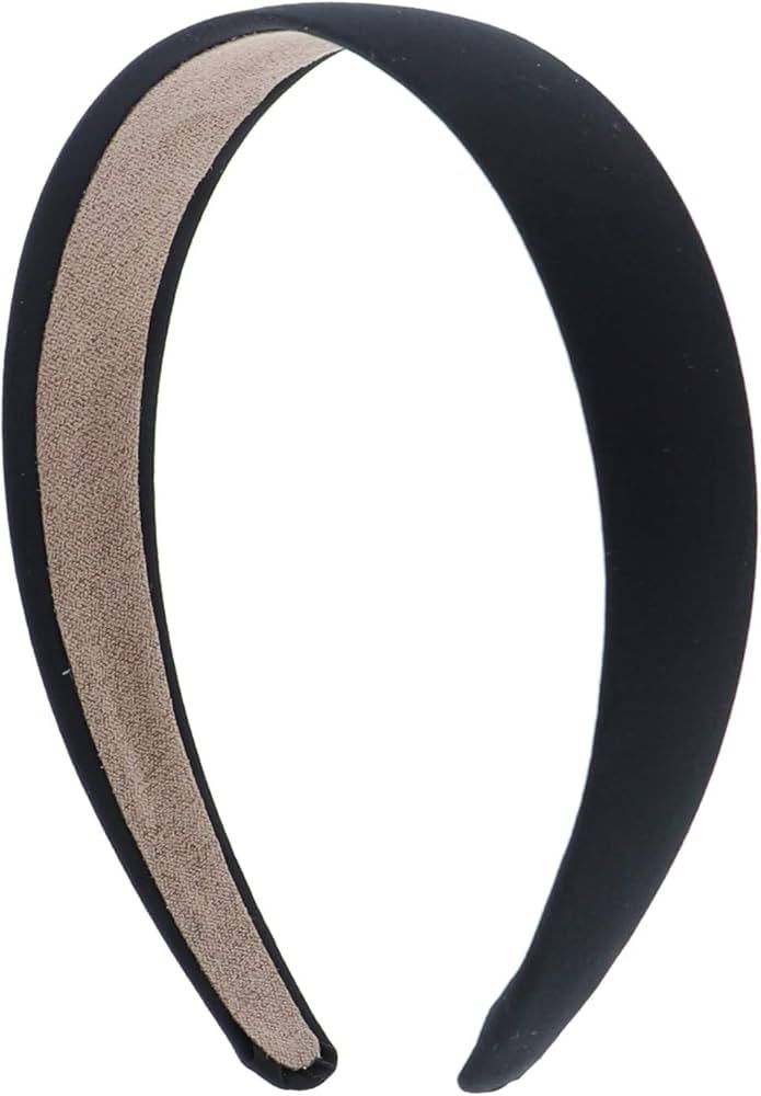 Motique Accessories Black 1 Inch Satin Hard Headband | Amazon (US)