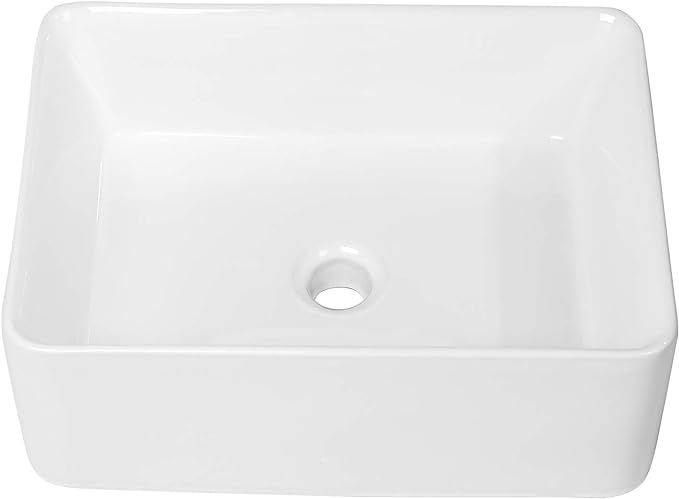 Vessel Sink Rectangle - Lordear 18"x14" Bathroom Sink Rectangular Modern Above Counter Bathroom S... | Amazon (US)