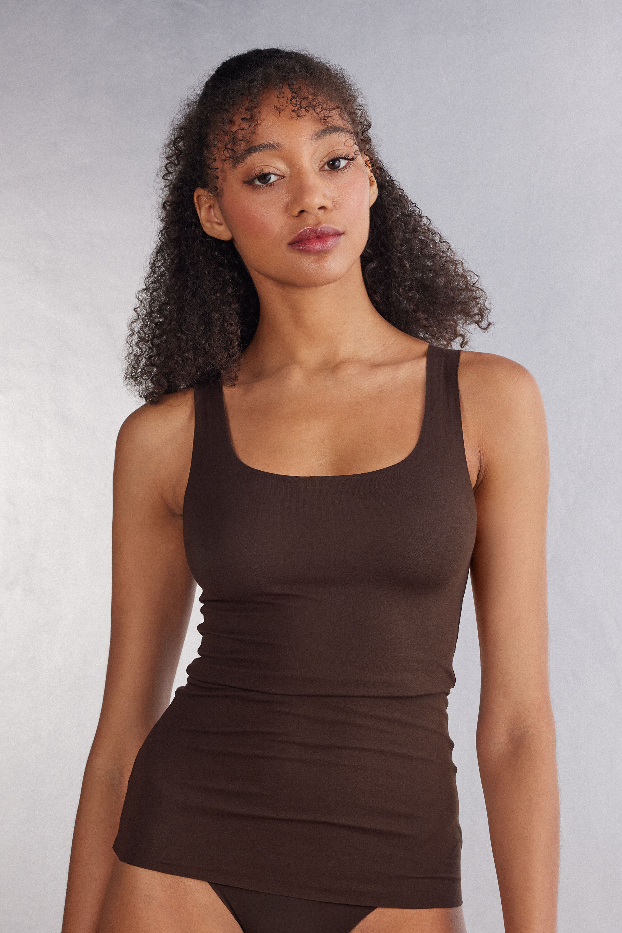 Raw Edge Round Neck Cotton Tank Top - Intimissimi | Intimissimi (US)