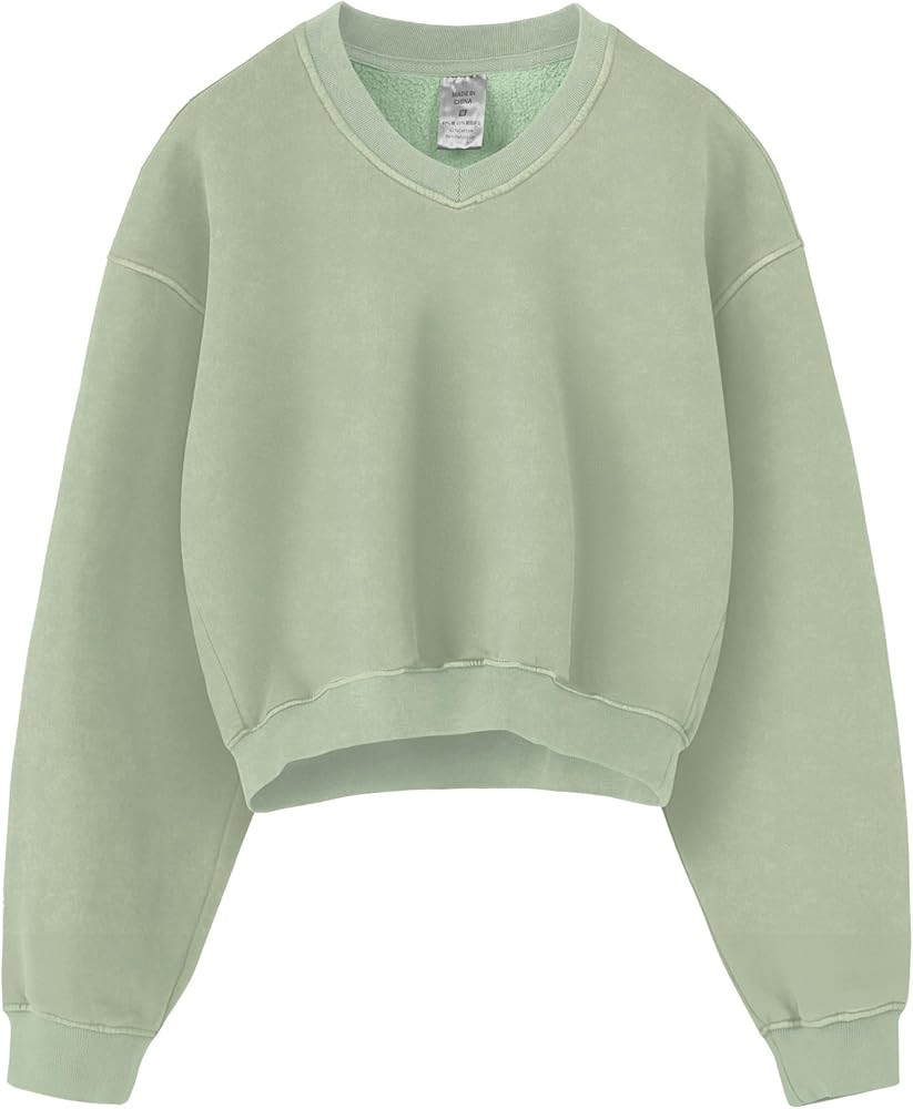 Hatant Sweatshirt for Women Acid Wash Athletic Hoodie Heritage Fleece V-neck Long Sleeve Hoodie F... | Amazon (US)