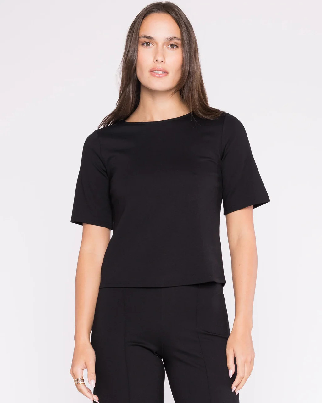 Ponte Knit Short Sleeve Top Extended - Black // Ripley Rader | Ama La Vita