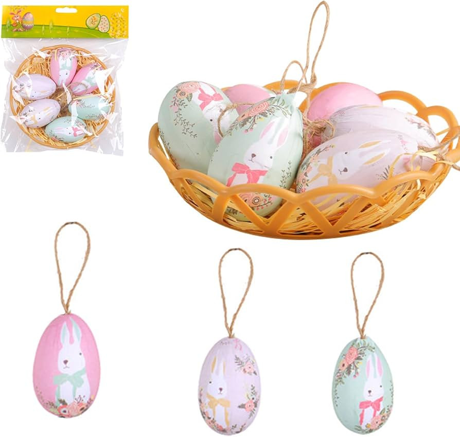 Easter Egg Hanging Ornament for Spring Party Decorations 5 Colorful Eggs with Basket Easter Penda... | Amazon (US)