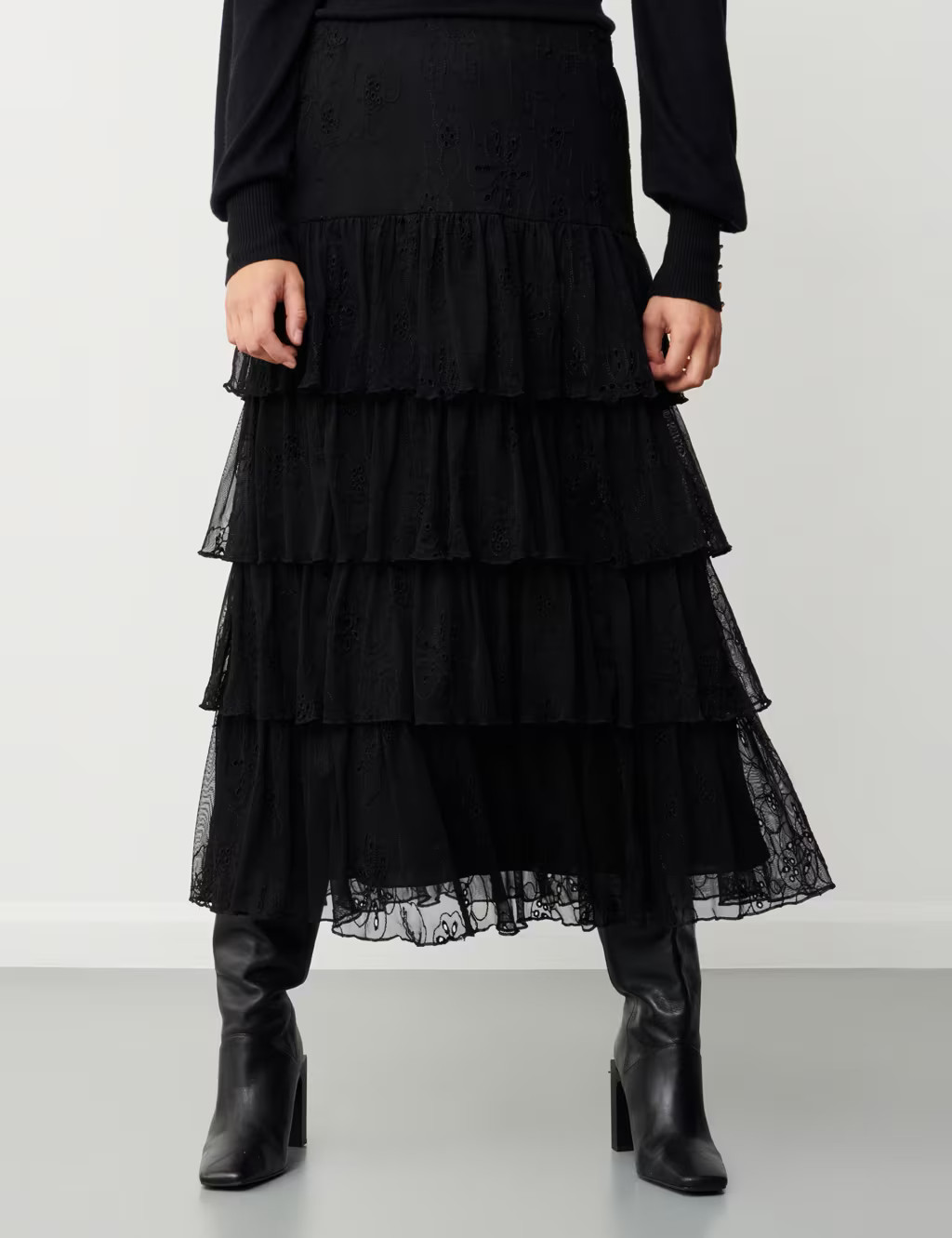 Embroidered Midi Tiered Skirt | Marks & Spencer (UK)