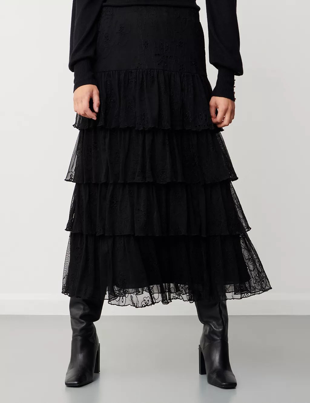 Embroidered Midi Tiered Skirt | Marks & Spencer (UK)