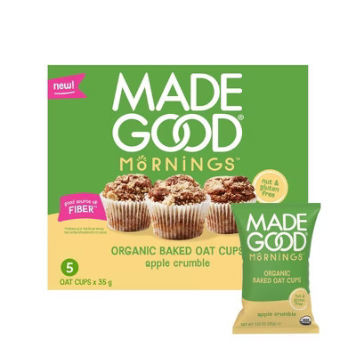 MadeGood Snack Bars Apple Crumble Oat Cups - 1.23oz/5ct | Target