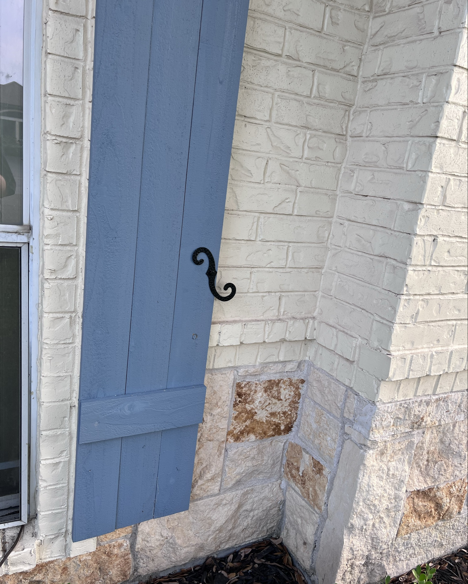 Amazon black metal window shutter hooks kit
Affordable 
Cottage
Grandmillenial 
Style
French blue