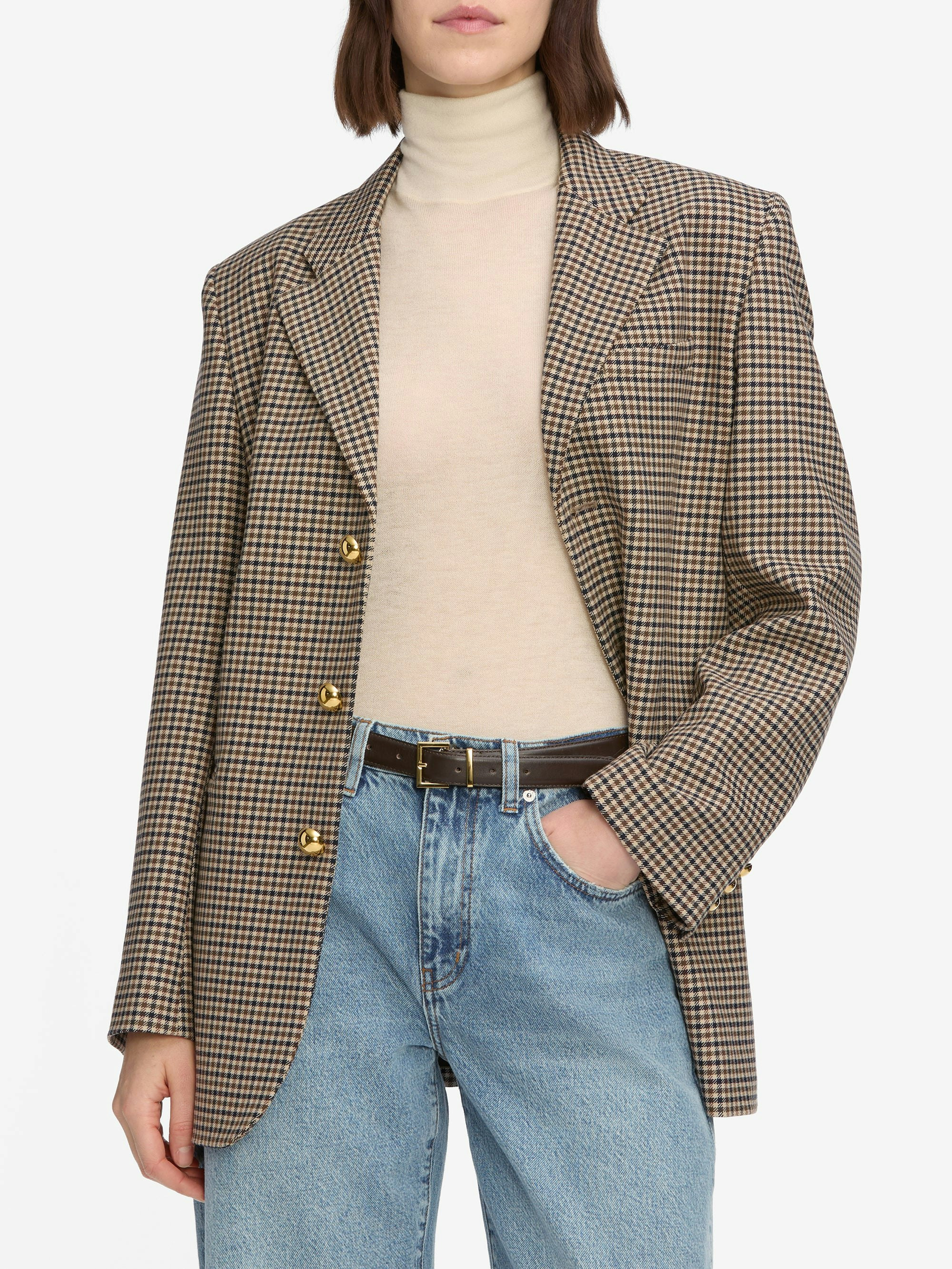 The Houndstooth Blazer -- Navy Multi | Frame Denim