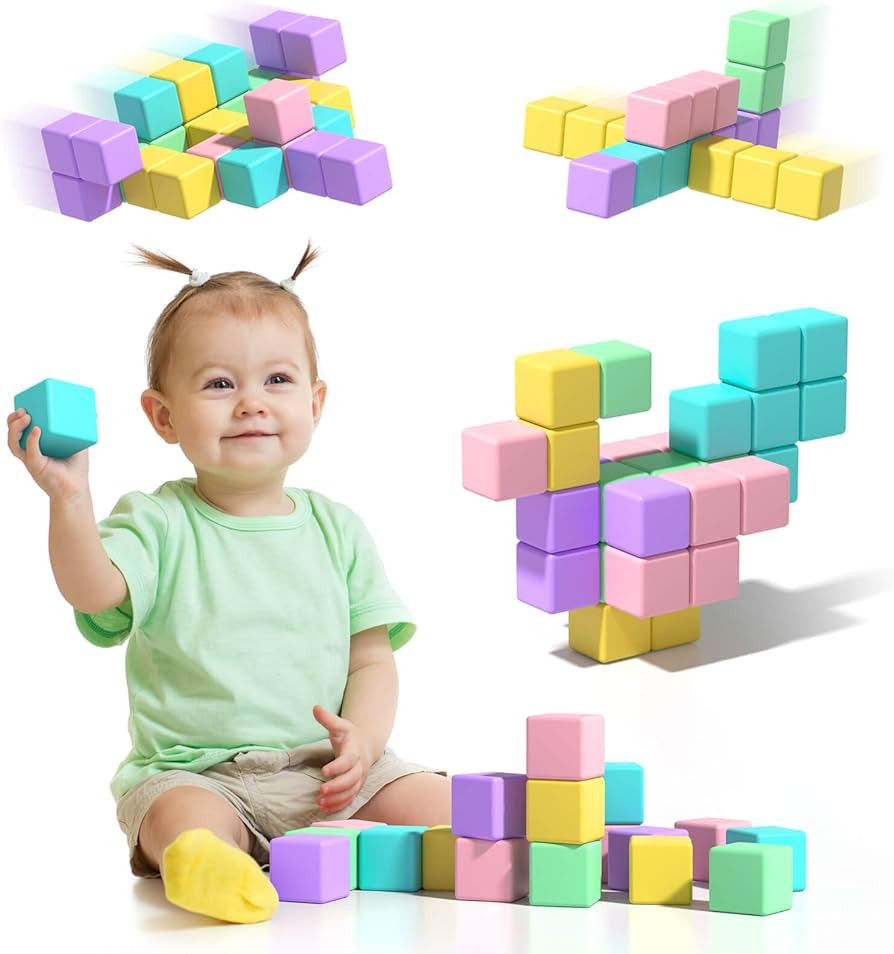 Magnetic Blocks for Toddlers, 1.34in Macaron Magnetic Building Cubes for Kids Ages 1-3, Stem Pres... | Amazon (US)