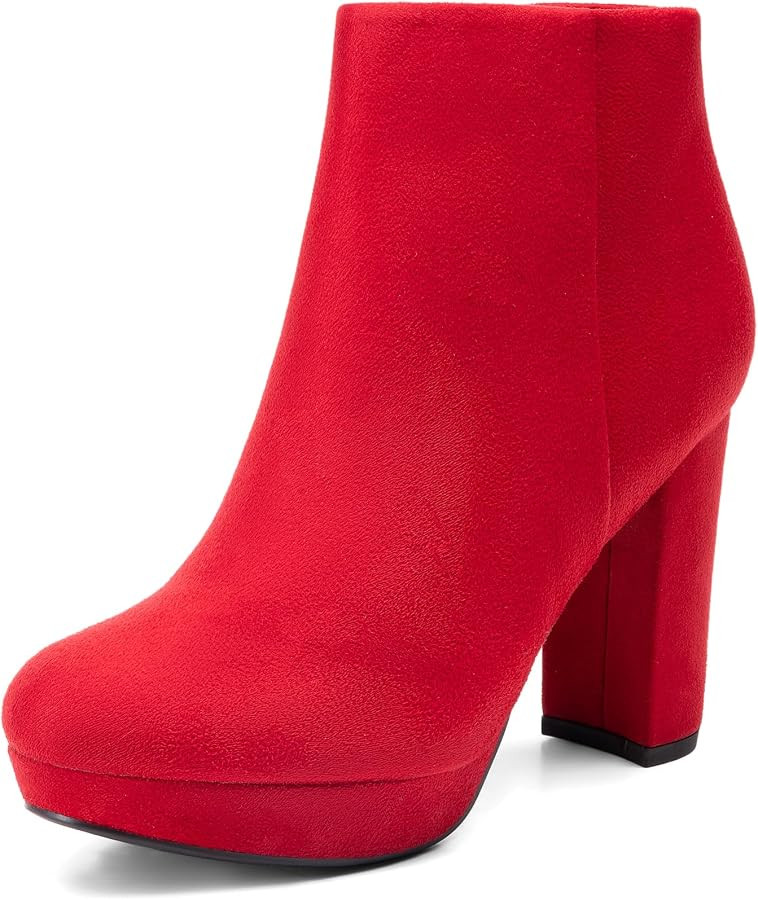 DREAM PAIRS Women's Stomp High Heel Ankle Boots | Amazon (US)