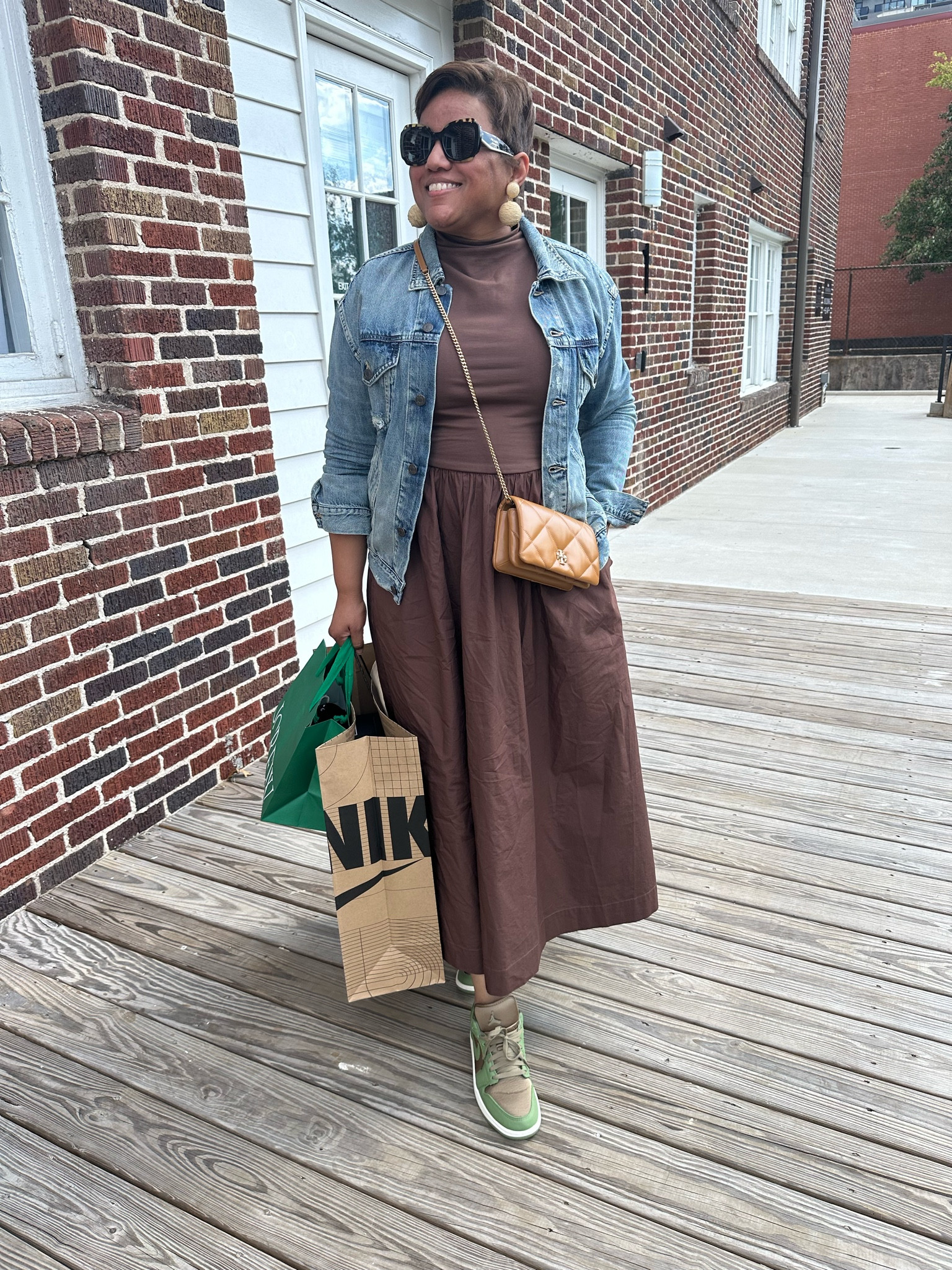 OOTD for church, for brunch with my amazing hubby, and for a bit of shopping!  This dress is SOOO comfortable, cute, and versatile! Fit is TTS! 🍂🍁🤎👗