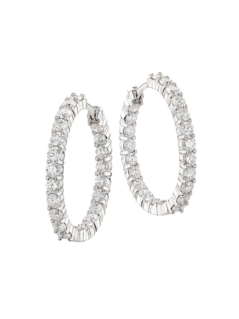 Roberto Coin 18K White Gold &amp; Diamond Inside-Out Hoop Earrings | Saks Fifth Avenue