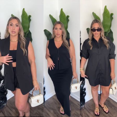 Spring / Summer Black Amazon outfits. All size XL. Jeffrey Campbell Linques sandals (linked several retailers) also linked a similar pair from Macys. Linked Amazon accessories. Linked my everyday Miranda Frye Jewels. 

#LTKmidsize #LTKstyletip